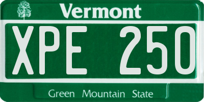 VT license plate XPE250