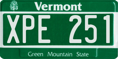 VT license plate XPE251