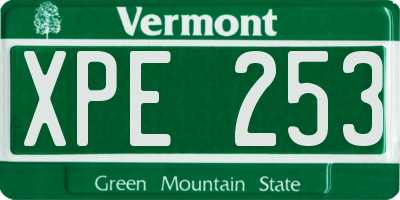 VT license plate XPE253