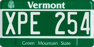 VT license plate XPE254