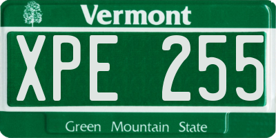 VT license plate XPE255