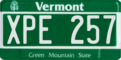 VT license plate XPE257
