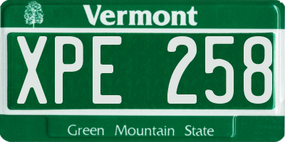 VT license plate XPE258