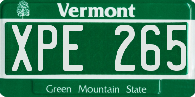 VT license plate XPE265
