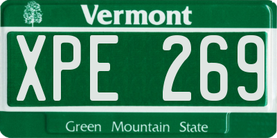 VT license plate XPE269