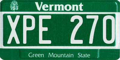 VT license plate XPE270