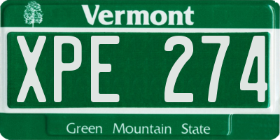 VT license plate XPE274