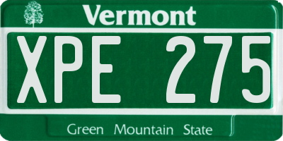 VT license plate XPE275