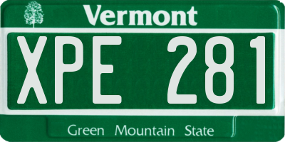 VT license plate XPE281