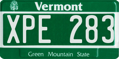 VT license plate XPE283