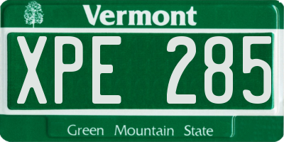 VT license plate XPE285