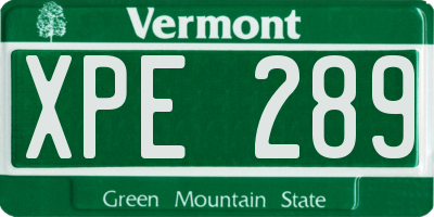 VT license plate XPE289
