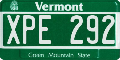 VT license plate XPE292