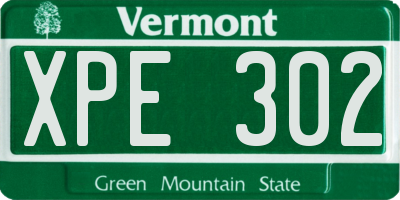 VT license plate XPE302