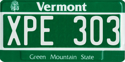 VT license plate XPE303