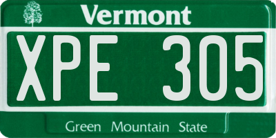 VT license plate XPE305