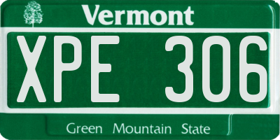 VT license plate XPE306