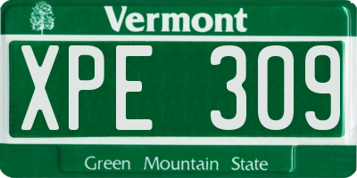 VT license plate XPE309