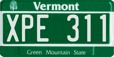 VT license plate XPE311