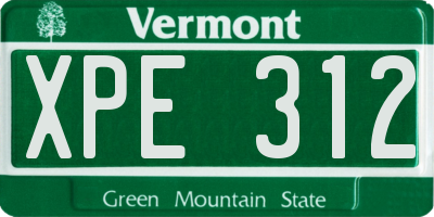 VT license plate XPE312