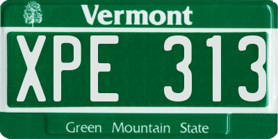 VT license plate XPE313