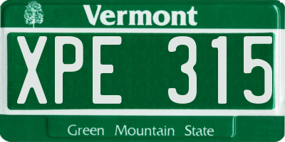 VT license plate XPE315