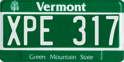 VT license plate XPE317