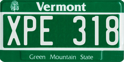 VT license plate XPE318