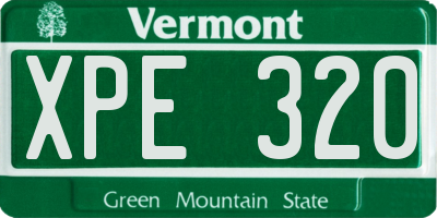 VT license plate XPE320
