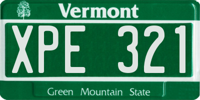 VT license plate XPE321