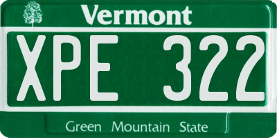 VT license plate XPE322