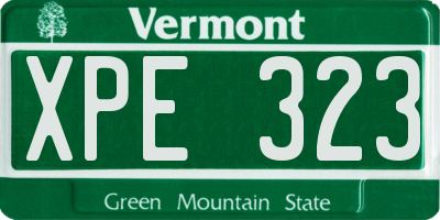 VT license plate XPE323