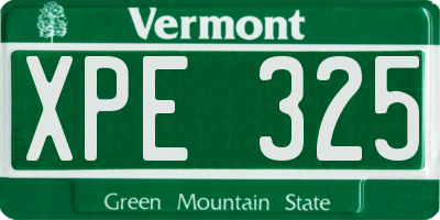 VT license plate XPE325