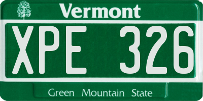 VT license plate XPE326