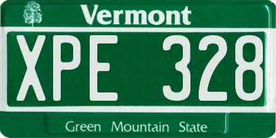 VT license plate XPE328
