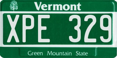 VT license plate XPE329