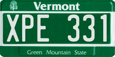 VT license plate XPE331