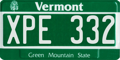 VT license plate XPE332