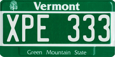 VT license plate XPE333