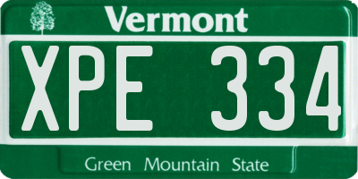 VT license plate XPE334
