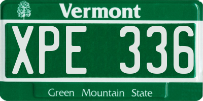 VT license plate XPE336
