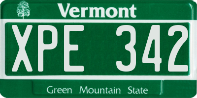 VT license plate XPE342