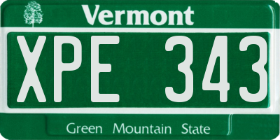VT license plate XPE343