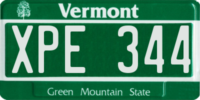 VT license plate XPE344