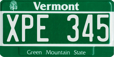 VT license plate XPE345