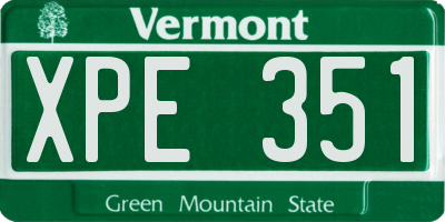 VT license plate XPE351