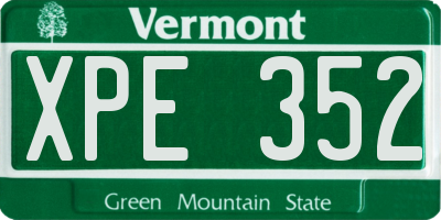 VT license plate XPE352
