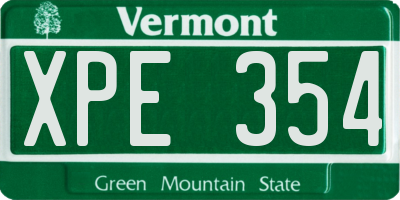 VT license plate XPE354