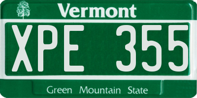 VT license plate XPE355
