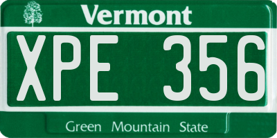VT license plate XPE356